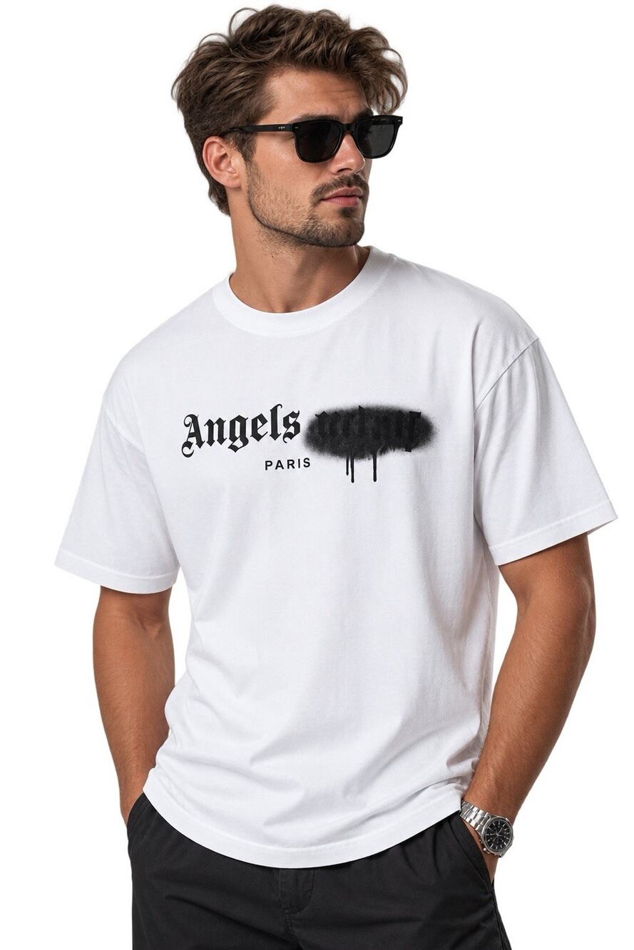 Palm Angels Paris White T-Shirt Size M Graphic Logo